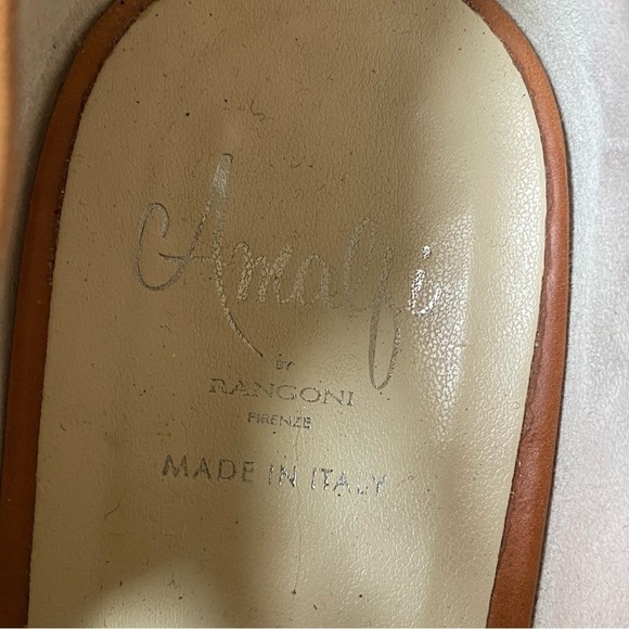 Rangoni Almafi Women’s Cognac Tan Leather Strappy Wedge Sandals SZ 9 - Picture 12 of 14